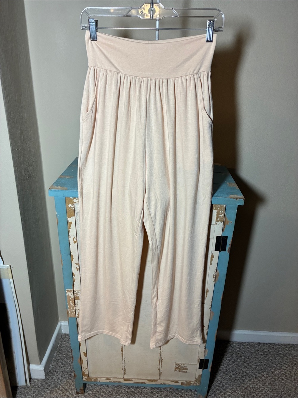 High-Waist Wide Leg Pants in Blush